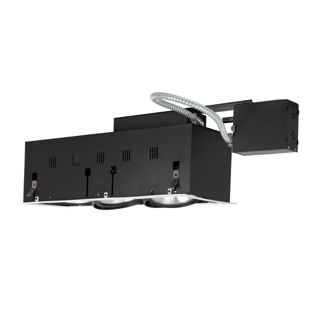 Jesco Lighting  Three-Light Double Gimbal Linear Recessed Fixture Line Voltage - Black Interior with Silver Trim