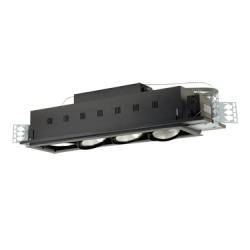 One-Light Double Gimbal Recessed Fixture Low Voltage, Silver Trim with Black Interior