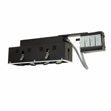 Four-Light Double Gimbal Linear Recessed Fixture Low Voltage, White Trim with Black Interior