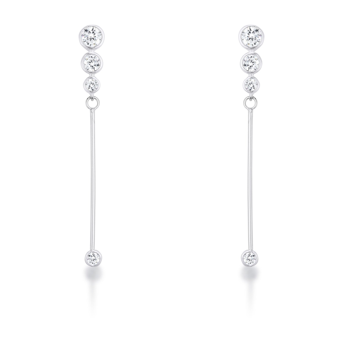 1.2ct Graduated Rhodium Plated Drop Cubic Zirconia Earrings