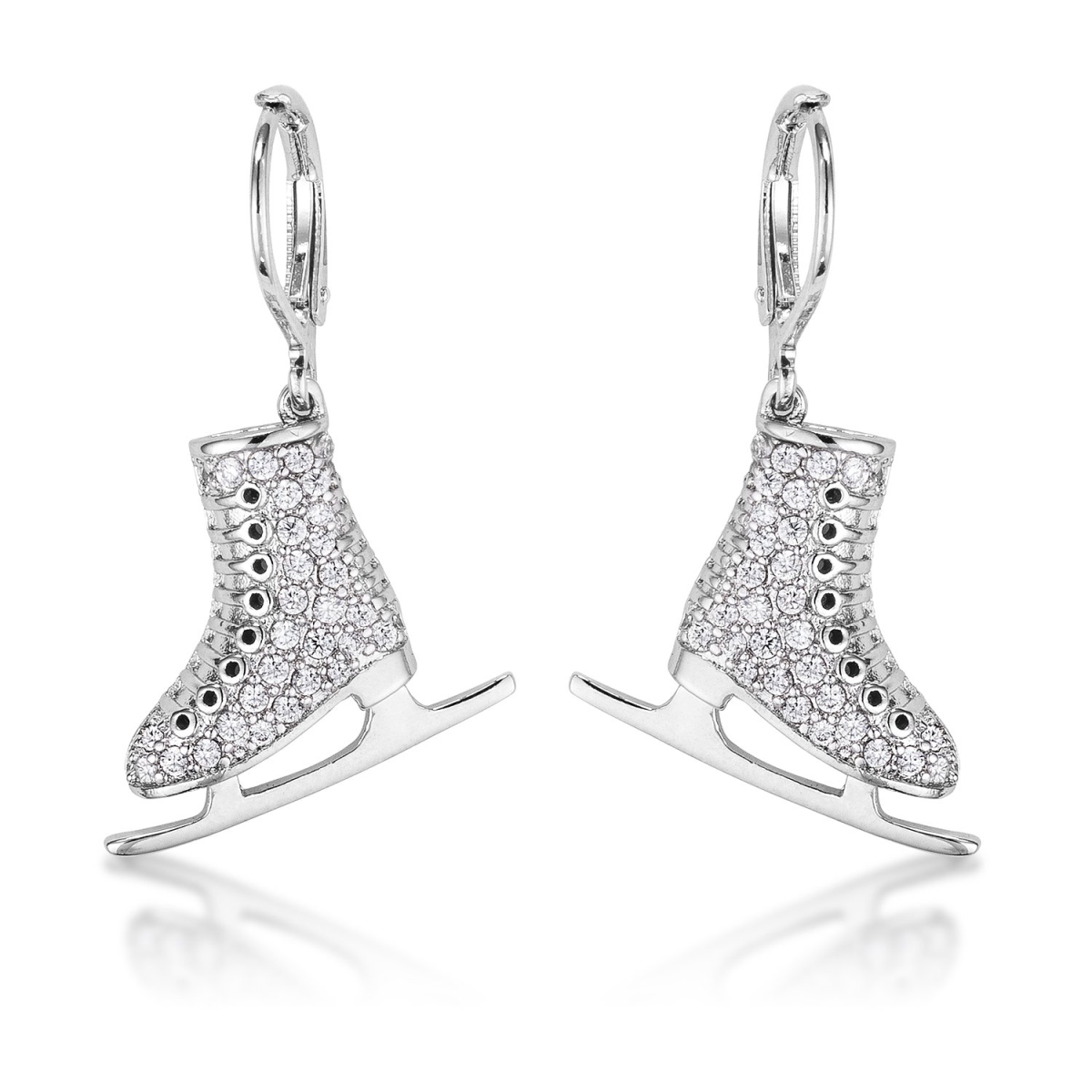 Delicate 0.85ct Rhodium Plated Ice Skate Earrings