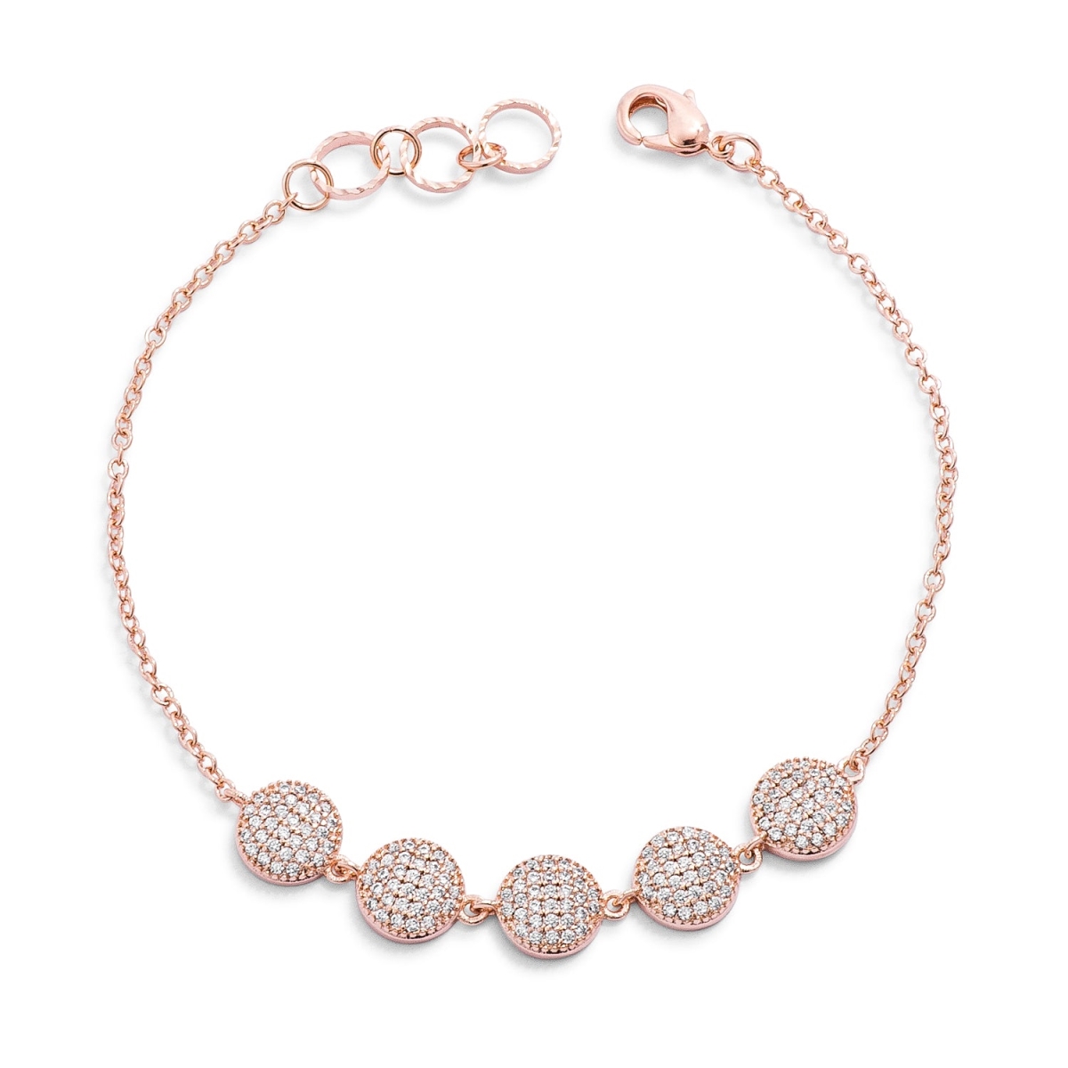 0.8 CT CZ Rose Gold Tone Pave Disc Bracelet