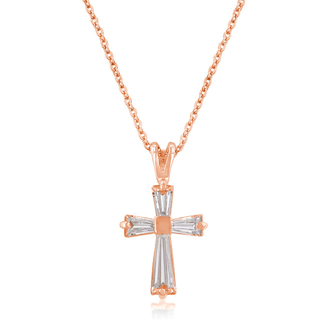 2.12 CT Rose Gold Plated Cross Necklace