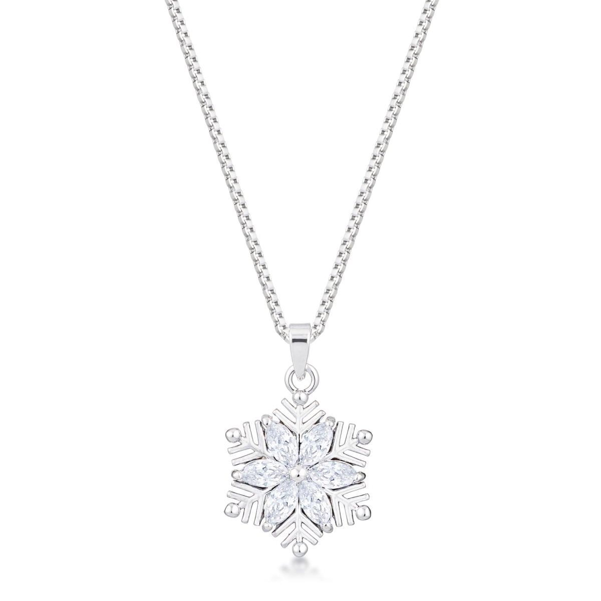 2.04 CT Rhodium Brilliant Marquise Snowflake Pendant, Clear