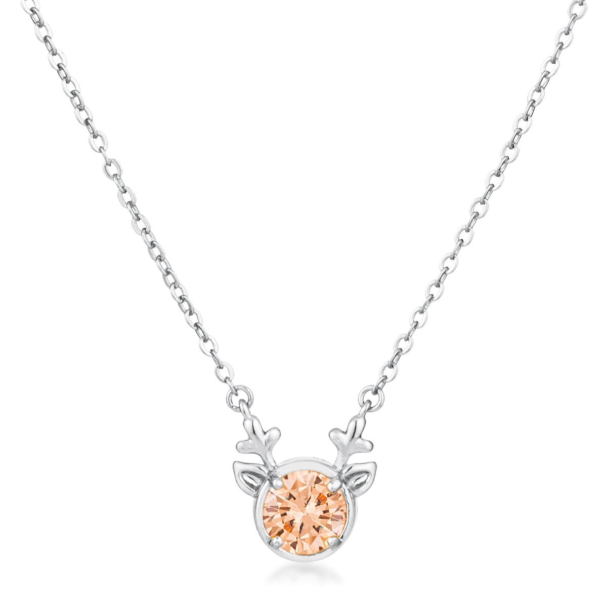 3.88 CT Rhodium Reversible Champagne CZ Reindeer Pendant