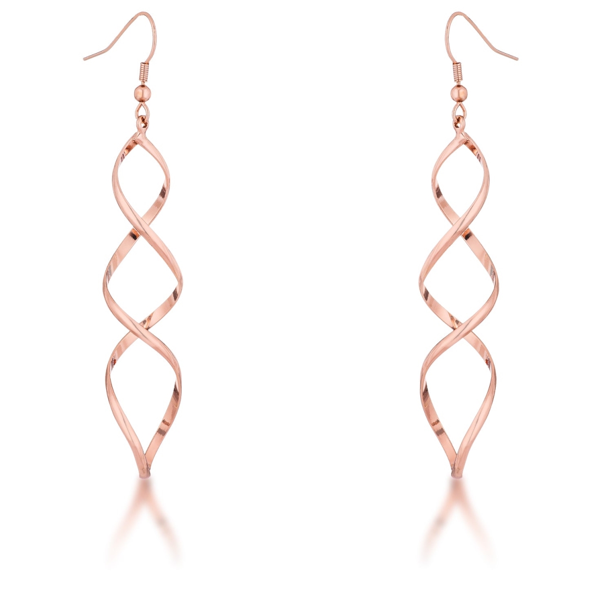 Rose Goldtone Twist Earrings - Rose Gold - 3.3 Inches - Elegant Design