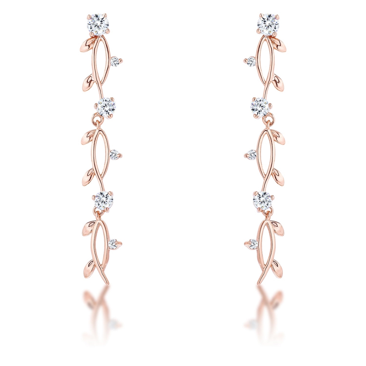 49 mm 1.1 CT Vine Design Rose Gold Plated Earrings