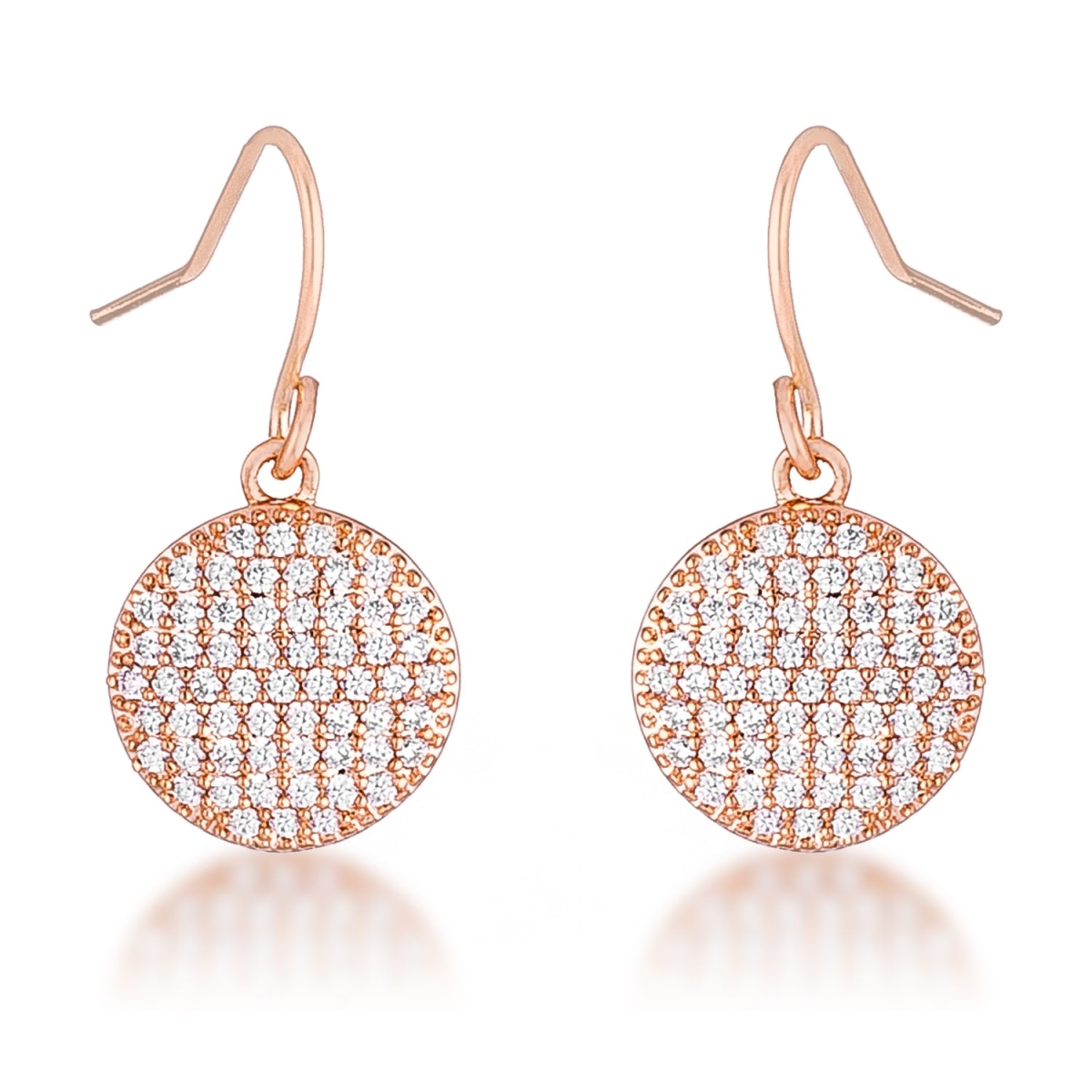 22.25 mm 0.6 CT Elegant CZ Rose Gold Plated Disk Earrings