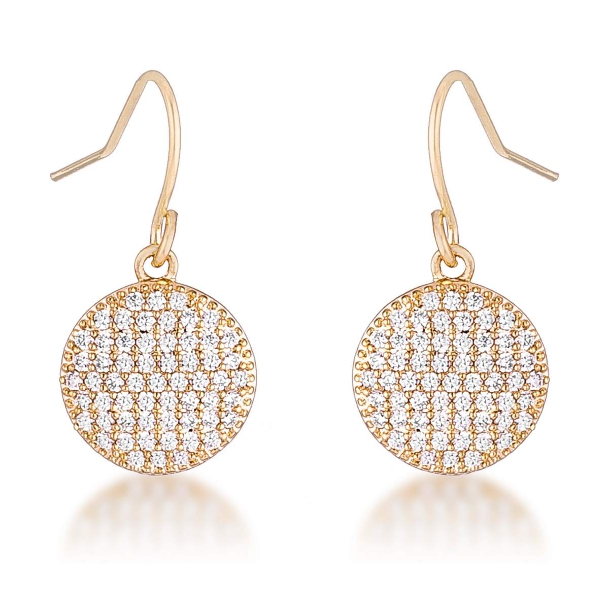 22.25 mm 0.6 CT Elegant CZ Gold Plated Disk Earrings