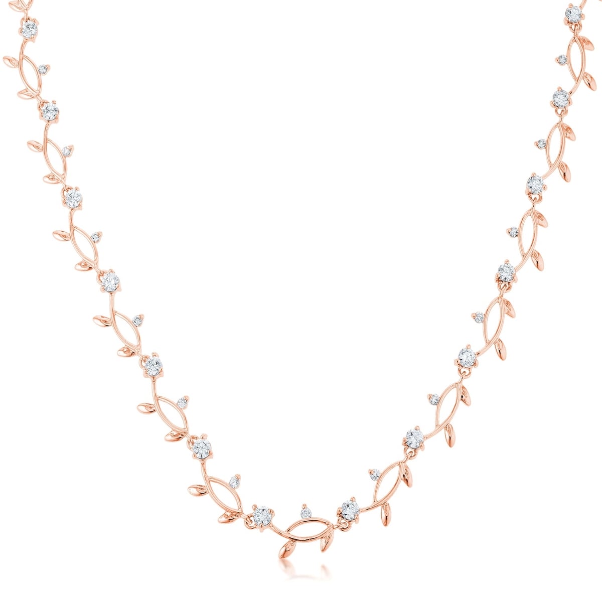 Rose Gold Tone Vineyard Necklace, Pink