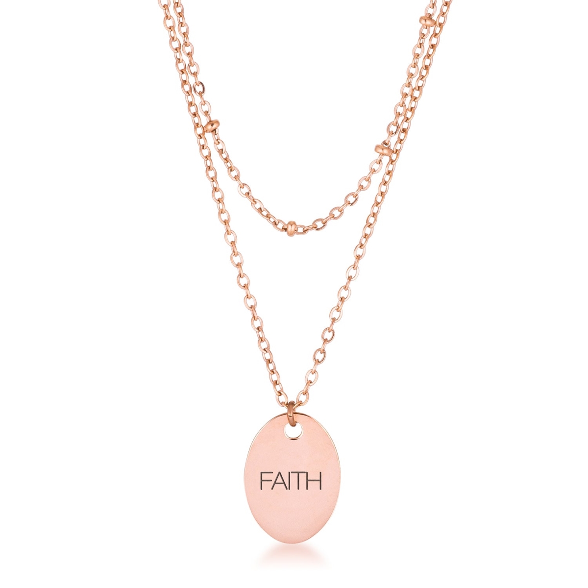 Rose Gold Plated Double Chain Faith Necklace