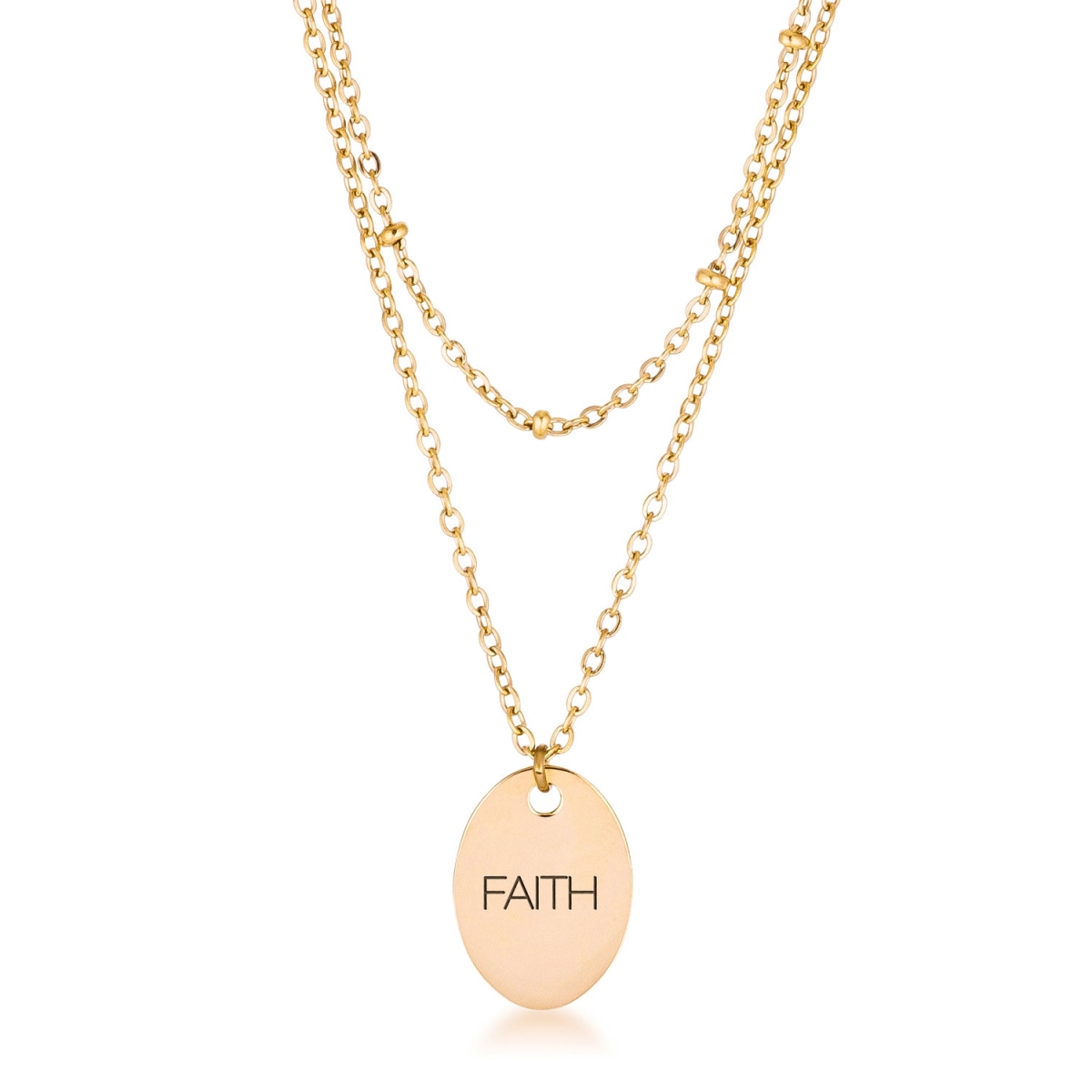 18k Gold Plated Double Chain Faith Necklace