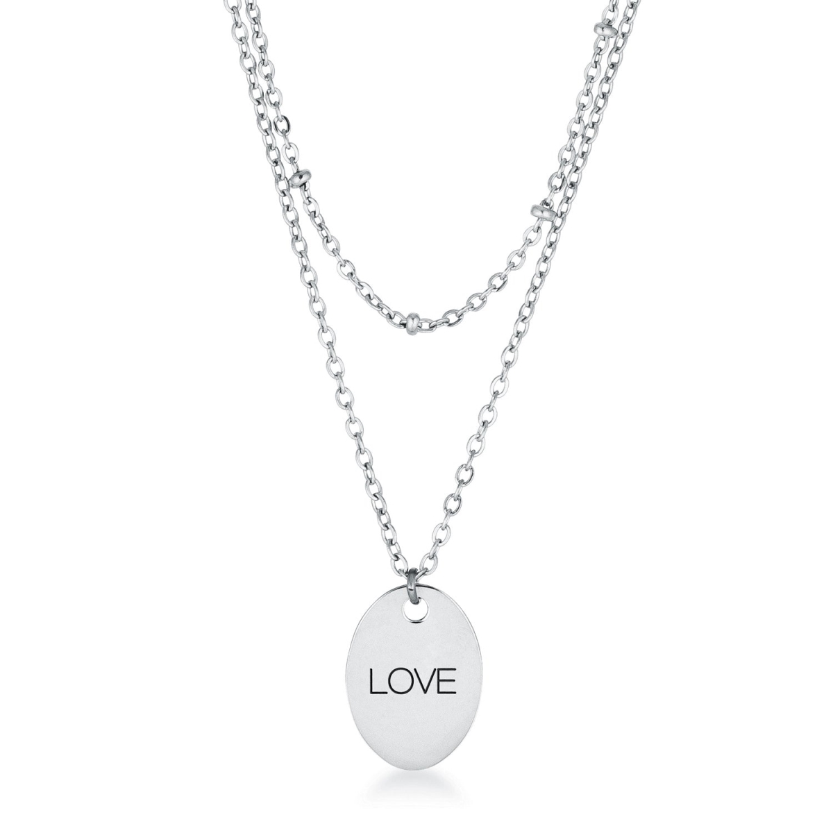 Stainless Steel Double Chain Love Necklace