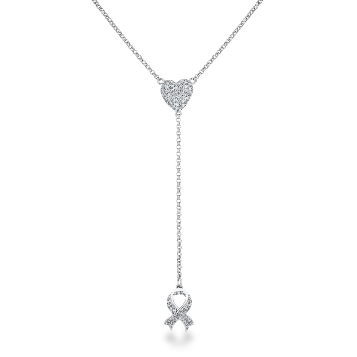 Rhodium Plated CZ Y Necklace