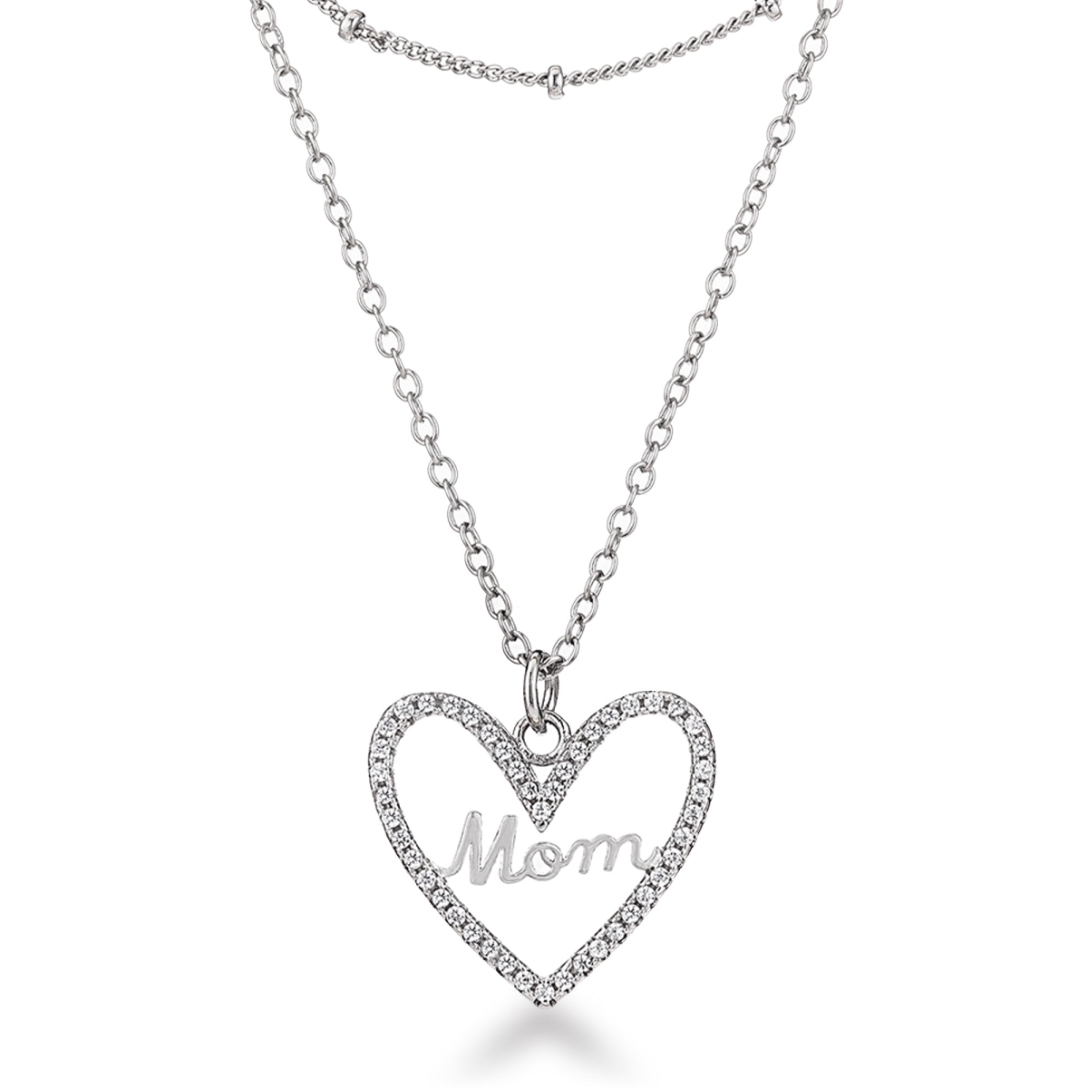 Picture of J Goodin N01382R-C01 17 in. Elegant Layered Mom Necklace, Silver