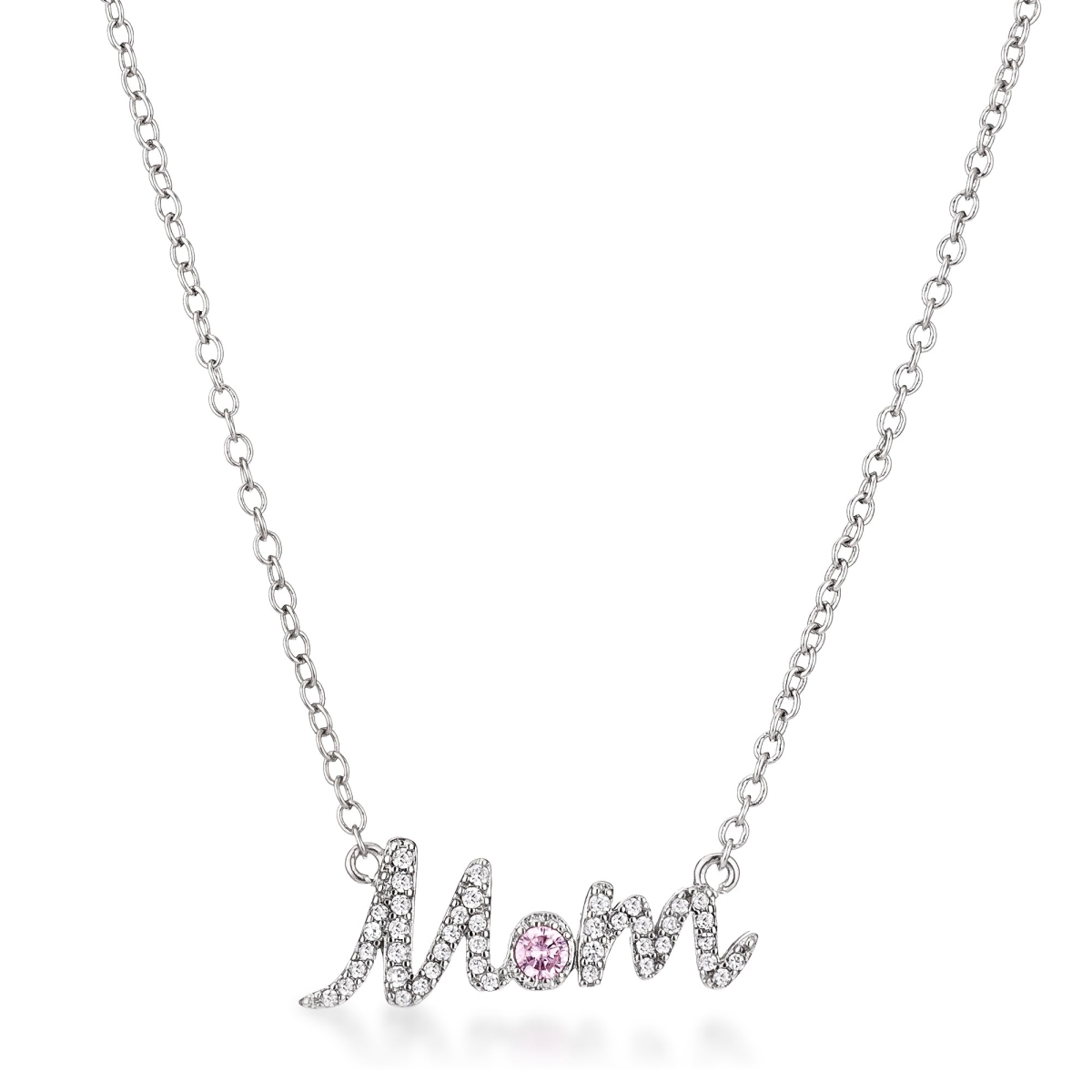 Picture of J Goodin N01383R-C12 17 in. Sparkling Mom Script Necklace, Silver