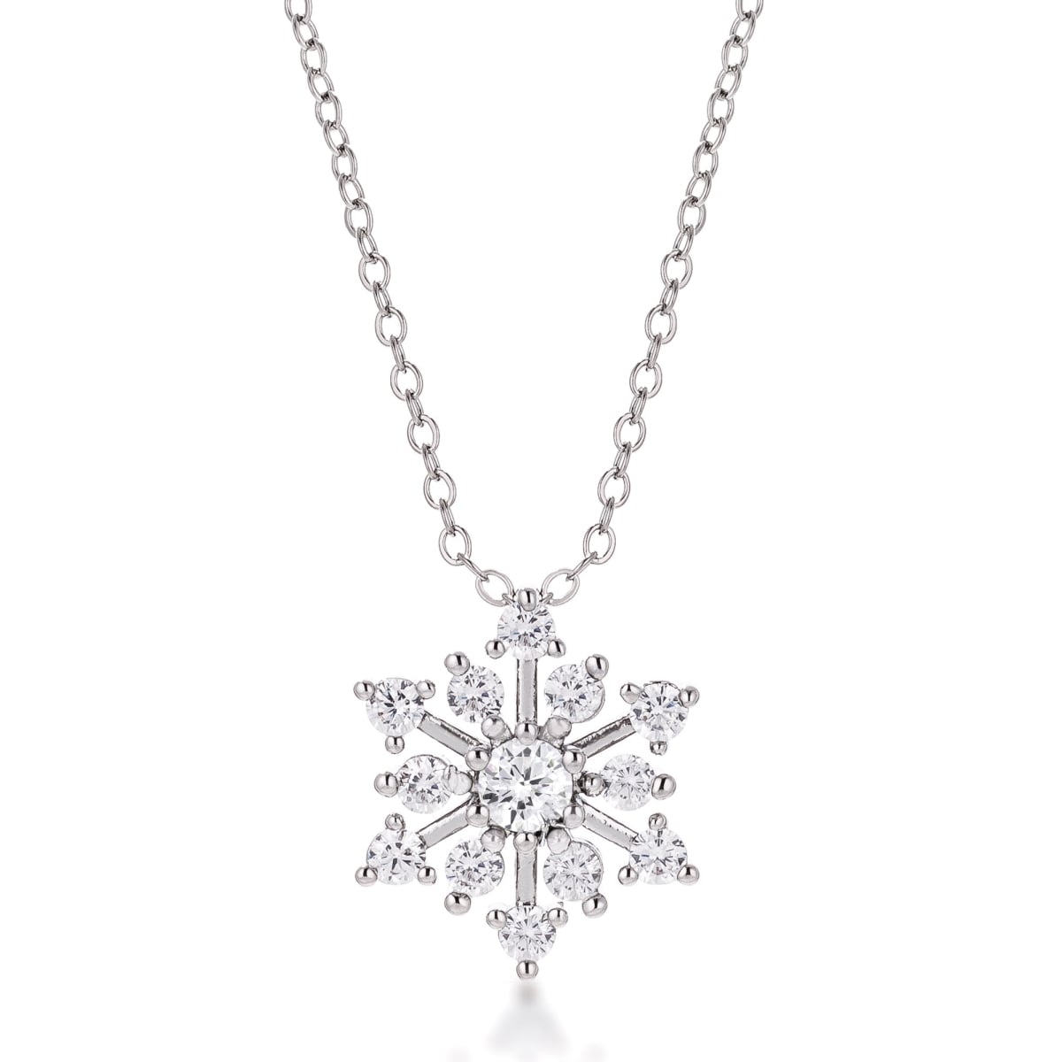 Clear Contemporary CZ Snowflake Necklace