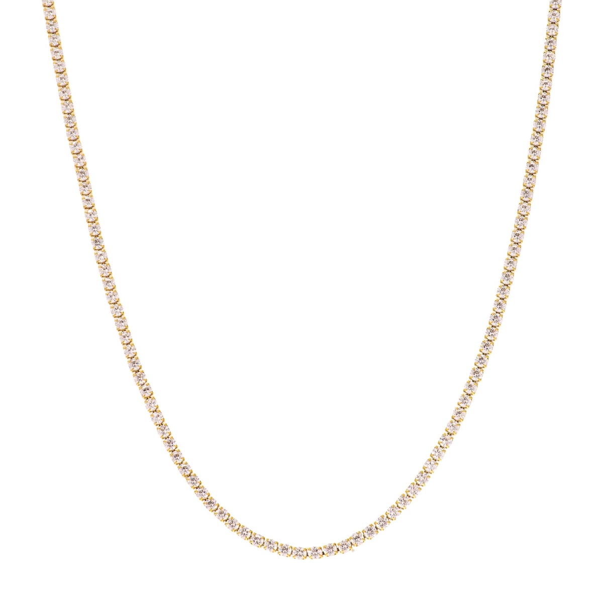 J Goodin N01392GV-C01 3 mm CZ IPG Gold Stainless Steel Tennis Necklace - Clear