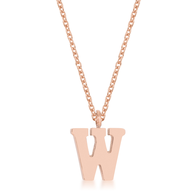 Picture of Jgoodin P11456A-V00-W Womens Elaina Rose Gold Stainless Steel W Initial Necklace