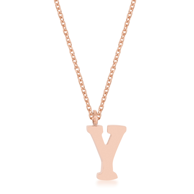 Picture of Jgoodin P11456A-V00-Y Womens Elaina Rose Gold Stainless Steel Y Initial Necklace