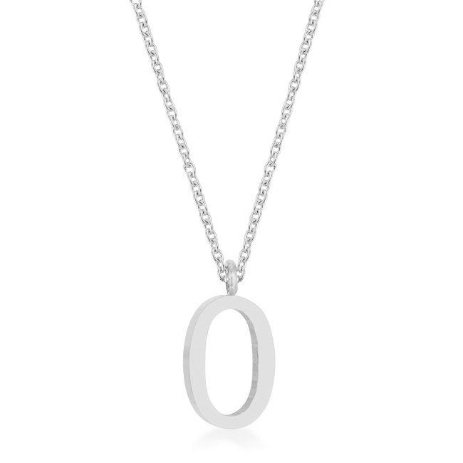 Picture of Jgoodin P11456R-V00-O Womens Elaina White Gold Rhodium Stainless Steel O Initial Necklace