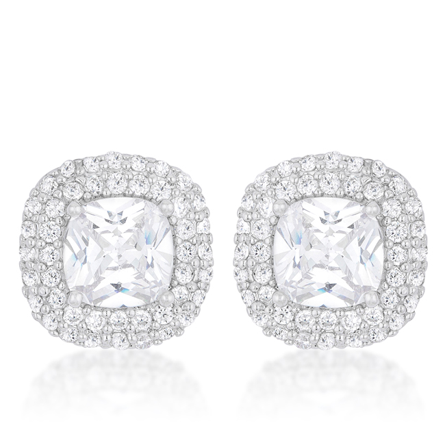 Picture of Jgoodin E50171R-C01 Womens Cushion Pave Stud Earrings