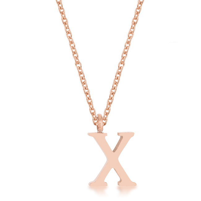 Picture of Jgoodin P11456A-V00-X Womens Elaina Rose Gold Stainless Steel X Initial Necklace