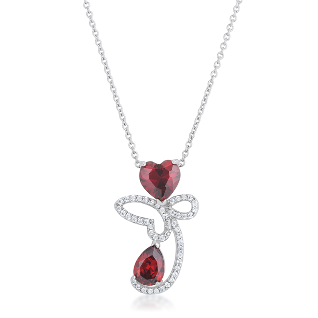 Picture of Jgoodin P11459R-C13 Clarise 3.2 CT Garnet Cubic Zirconia White Gold Rhodium AbstractHeart Drop Necklace