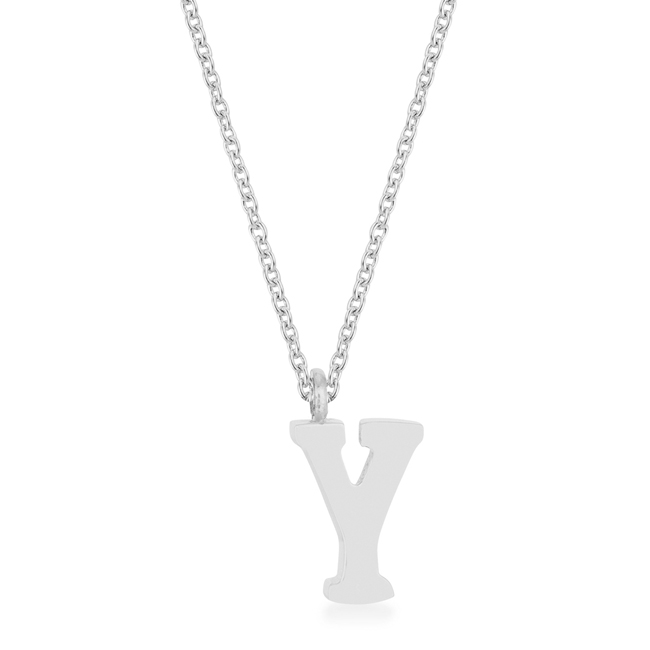 Picture of Jgoodin P11456R-V00-Y Womens Elaina White Gold Rhodium Stainless Steel Y Initial Necklace