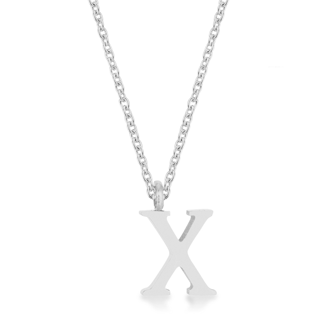 Picture of Jgoodin P11456R-V00-X Womens Elaina White Gold Rhodium Stainless Steel X Initial Necklace
