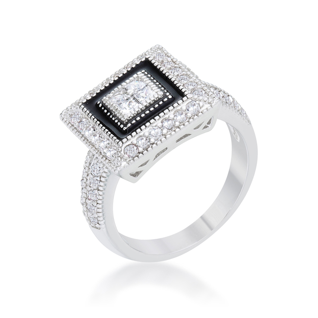 Picture of Jgoodin R08452R-V01-10 Womens Shira 0.7 CT Cubic Zirconia White Gold Rhodium Antique Ring - Size 10