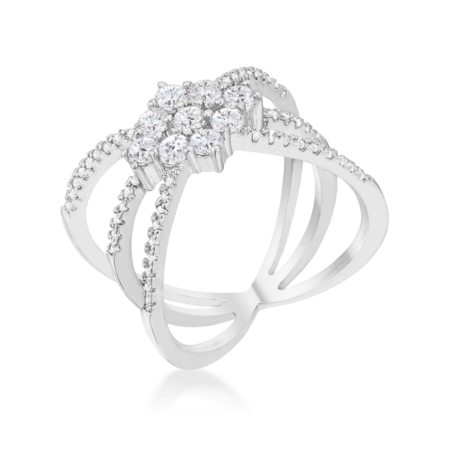 Picture of Jgoodin R08463R-C01-05 Mindy 0.8 CT Cubic Zirconia White Gold Rhodium Delicate Triple Wrap Ring - Size 5