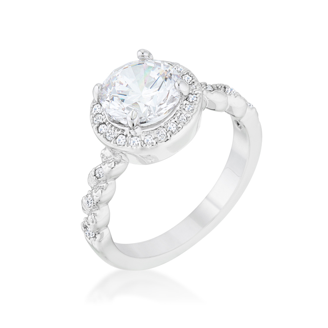 Womens Jordana 2.2 CT Cubic Zirconia Rhodium Classic Ring, Clear - Size 9