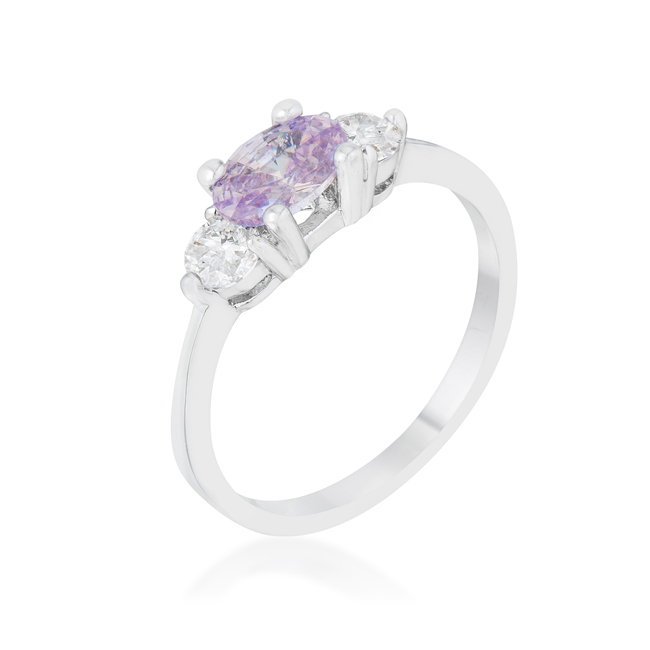 Picture of Jgoodin R07597R-C22-05 Womens Miranna 1.2 CT Cubic Zirconia Rhodium Classic Oval Ring&#44; Lavender - Size 5