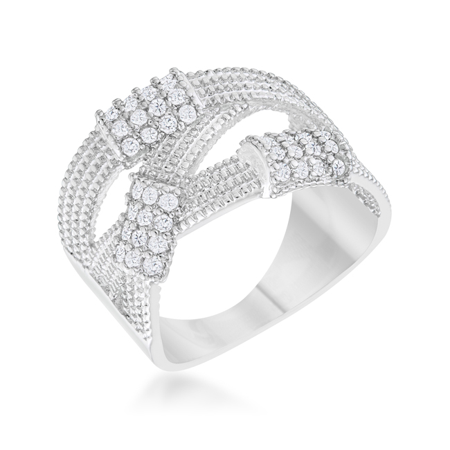 Womens Peyton 0.36 CT Cubic Zirconia Rhodium Wide Cable Statement Ring - Size 10