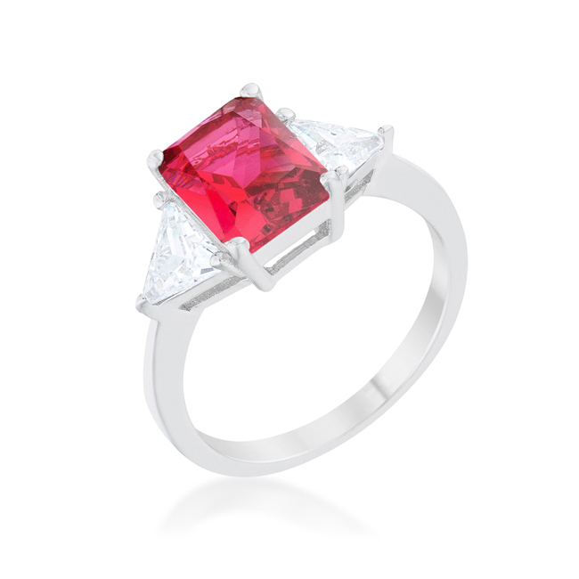 Picture of Jgoodin R08451R-C17-07 Womens Classic Rhodium Engagement Ring, Fuchsia - Size 7