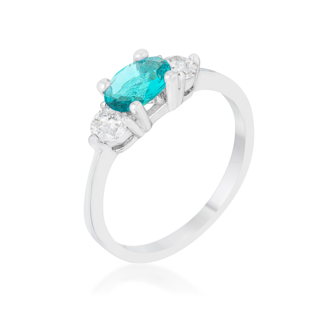 Picture of Jgoodin R07597R-C32-10 Womens Mariah 1.2 CT Cubic Zirconia Rhodium Simple Classic Ring, Aqua - Size 10