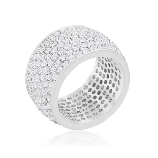 Picture of Jgoodin R08448R-C01-09 Womens Wide Pave Cubic Zirconia Silvertone Band Ring - Size 9
