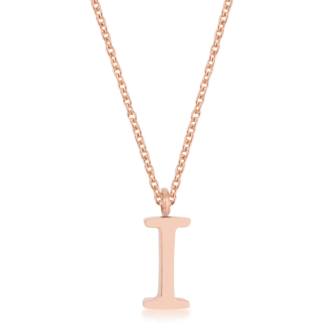 Picture of Jgoodin P11456A-V00-I Womens Elaina Rose Gold Stainless Steel I Initial Necklace