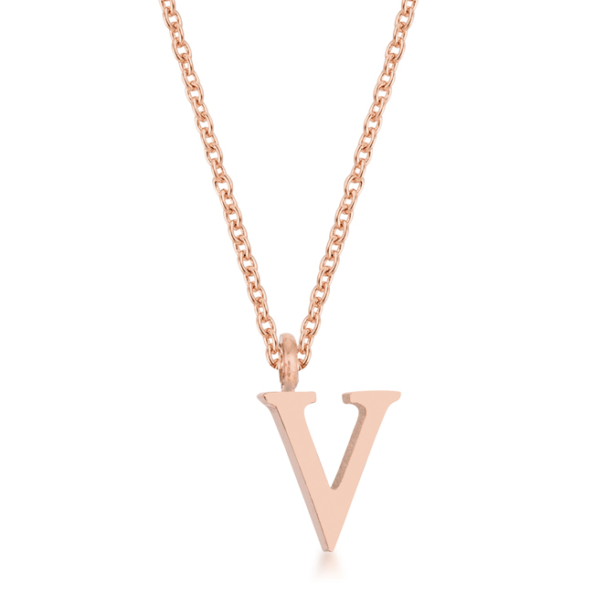 Picture of Jgoodin P11456A-V00-V Womens Elaina Rose Gold Stainless Steel V Initial Necklace