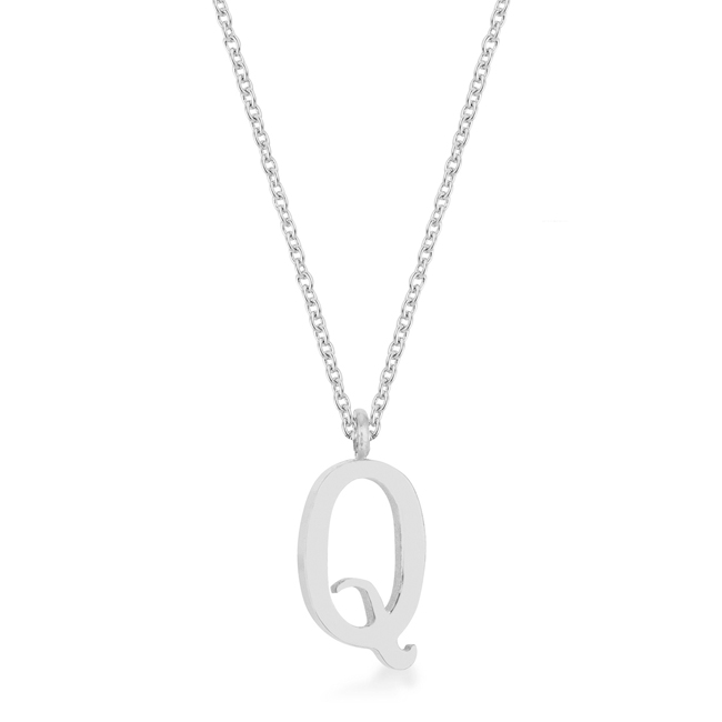 Picture of Jgoodin P11456R-V00-Q Womens Elaina White Gold Rhodium Stainless Steel Q Initial Necklace
