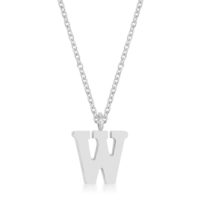 Picture of Jgoodin P11456R-V00-W Womens Elaina White Gold Rhodium Stainless Steel W Initial Necklace