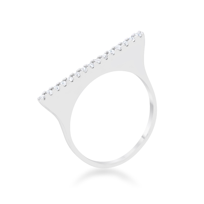 Womens Karolina 0.2 CT Cubic Zirconia Rhodium Contemporary Simple Ring - Size 6