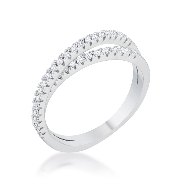 Womens Mara 0.4 CT Cubic Zirconia Rhodium Intertwined Simple Ring - Size 5