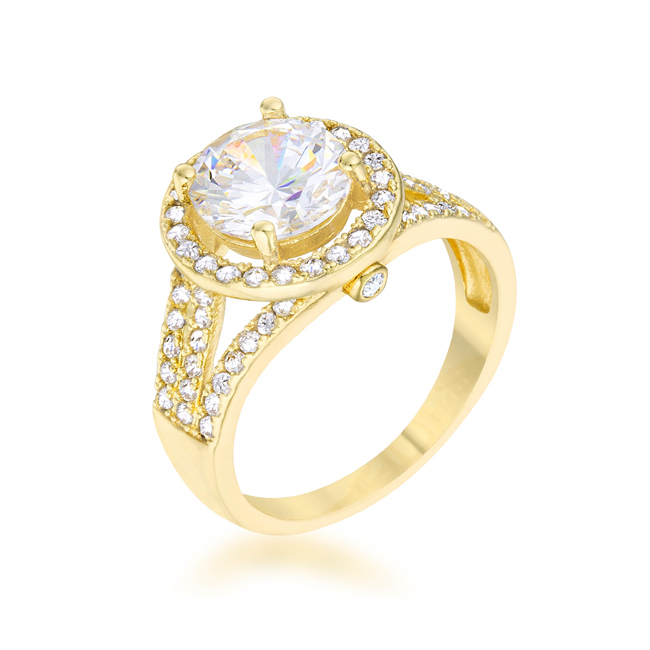 Picture of Jgoodin R08536G-C01-10 Womens Marylin 2.5 CT Cubic Zirconia 14K Gold Classic Ring - Size 10