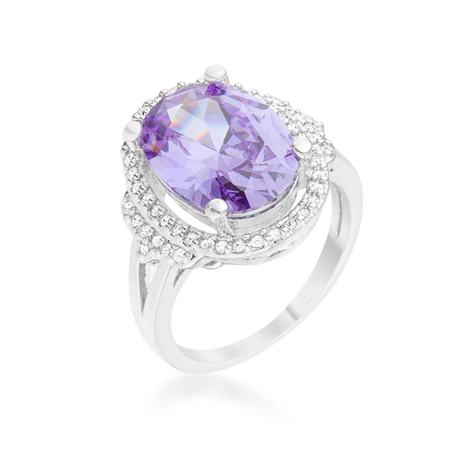 Picture of Jgoodin R08498R-C20-10 Womens Melanie 5.95 CT Amethyst Cubic Zirconia Rhodium Cocktail Ring - Size 10