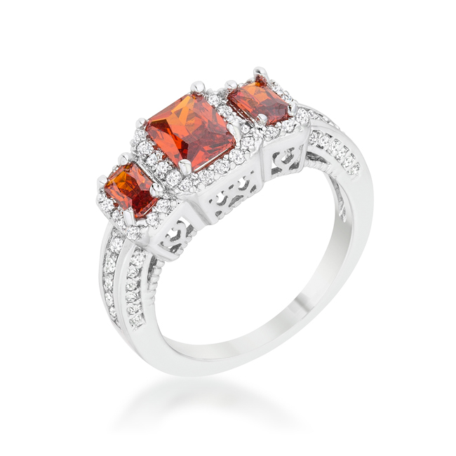 Picture of Jgoodin R08499R-C13-10 Womens Rita 2.3 CT Garnet Cubic Zirconia Rhodium Classic Trio Ring - Size 10
