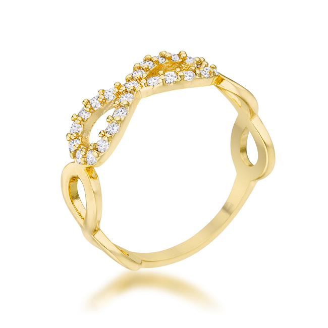 Jgoodin R08531G-C01-07 Womens Mina 0.35 CT Cubic Zirconia 14K Gold Infinity Ring - Size 7