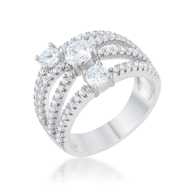 Womens Beatrice 1.8 CT Cubic Zirconia Rhodium Statement Ring - Size 9