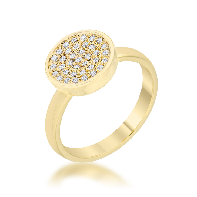 Jgoodin R08490G-C01-08 Womens Krystal 0.2 CT Cubic Zirconia 14K Gold Pave Circle Ring - Size 8